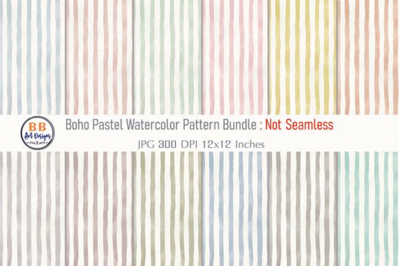Watercolor Stripes Pattern Digital Paper