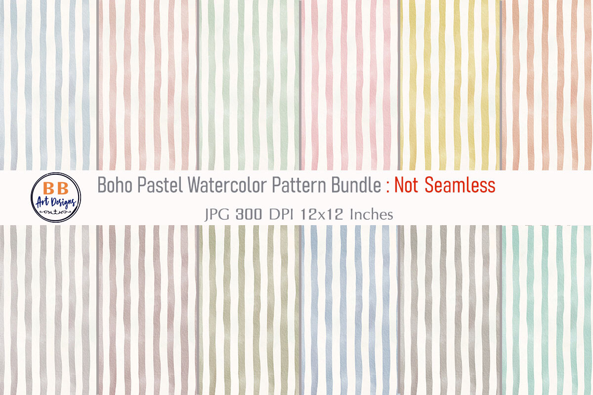 Watercolor Stripes Pattern Digital Paper