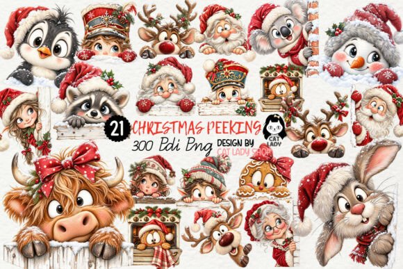 Whimsy Christmas Peeking Characters