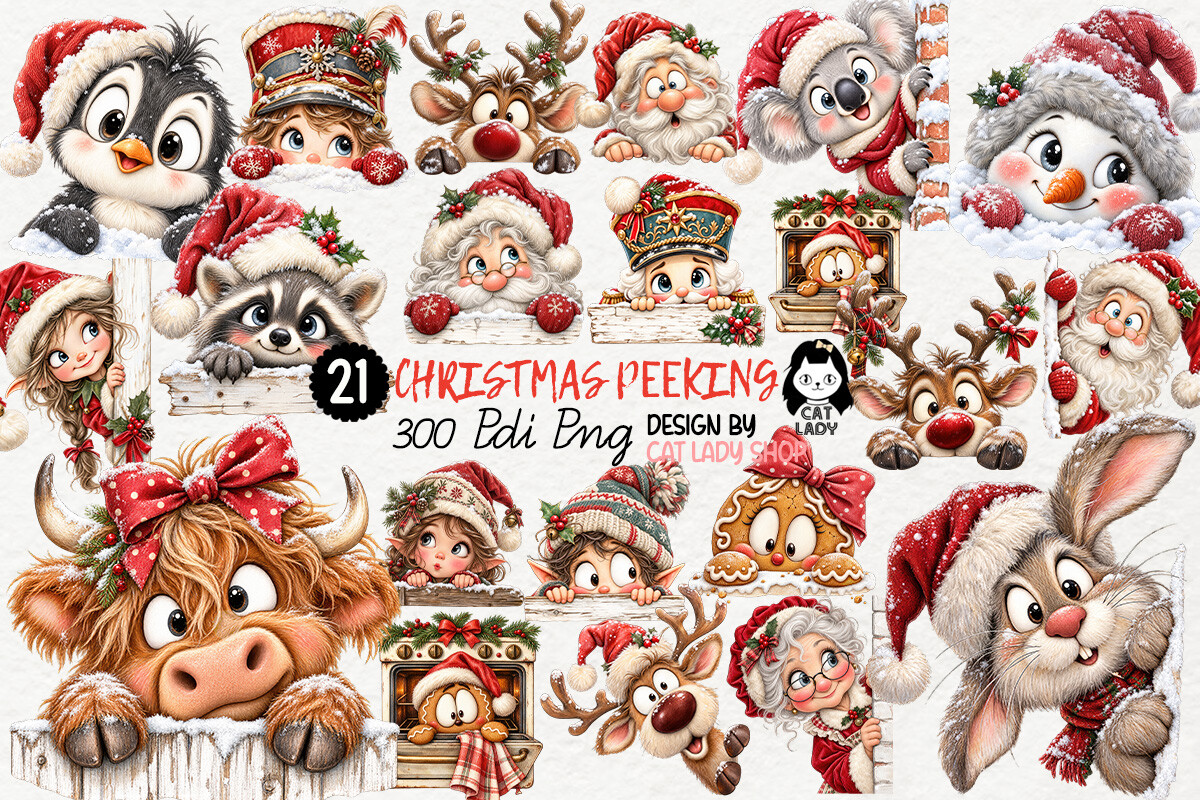 Whimsy Christmas Peeking Characters