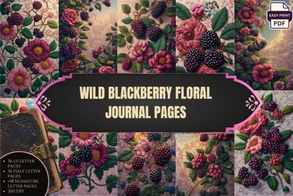 Wild Blackberry Floral Journal Pages