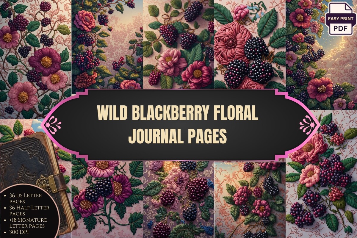 Wild Blackberry Floral Journal Pages