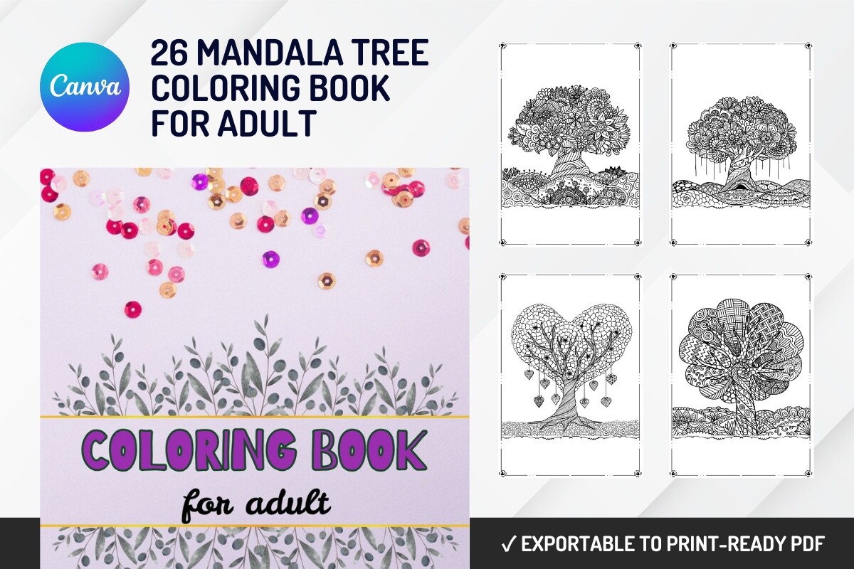 10 Mandala Tree Coloring Book Templates
