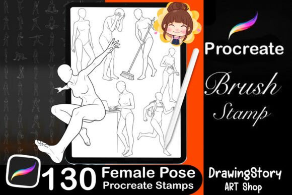 130 Female Pose Stamps for Procreate