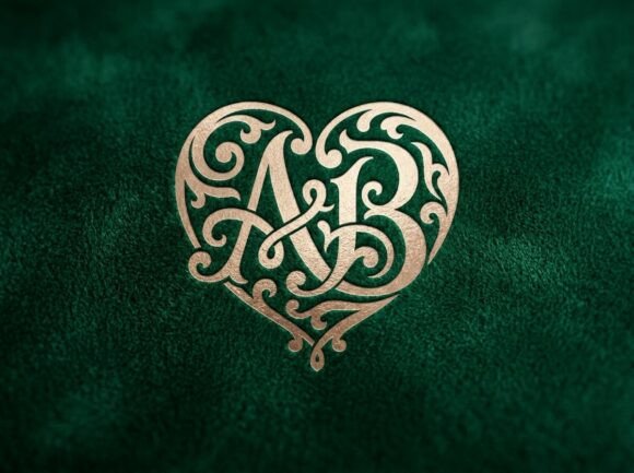 AB Heart Wedding Monogram SVG