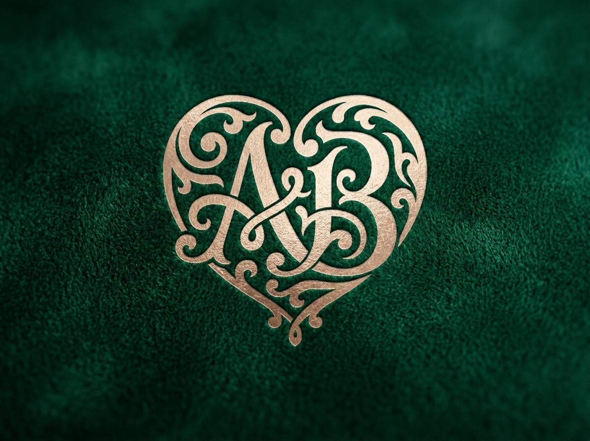 AB Heart Wedding Monogram SVG