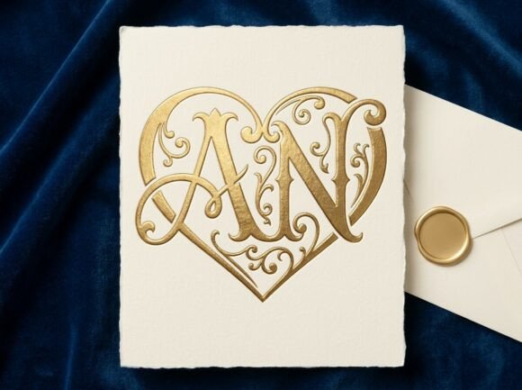 An Heart Wedding Monogram SVG