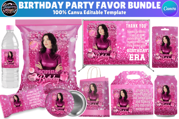 Birthday Party Favor Canva Template