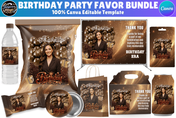 Birthday Party Favor Canva Template