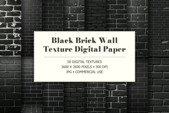 Black Brick Wall Texture Digital Paper