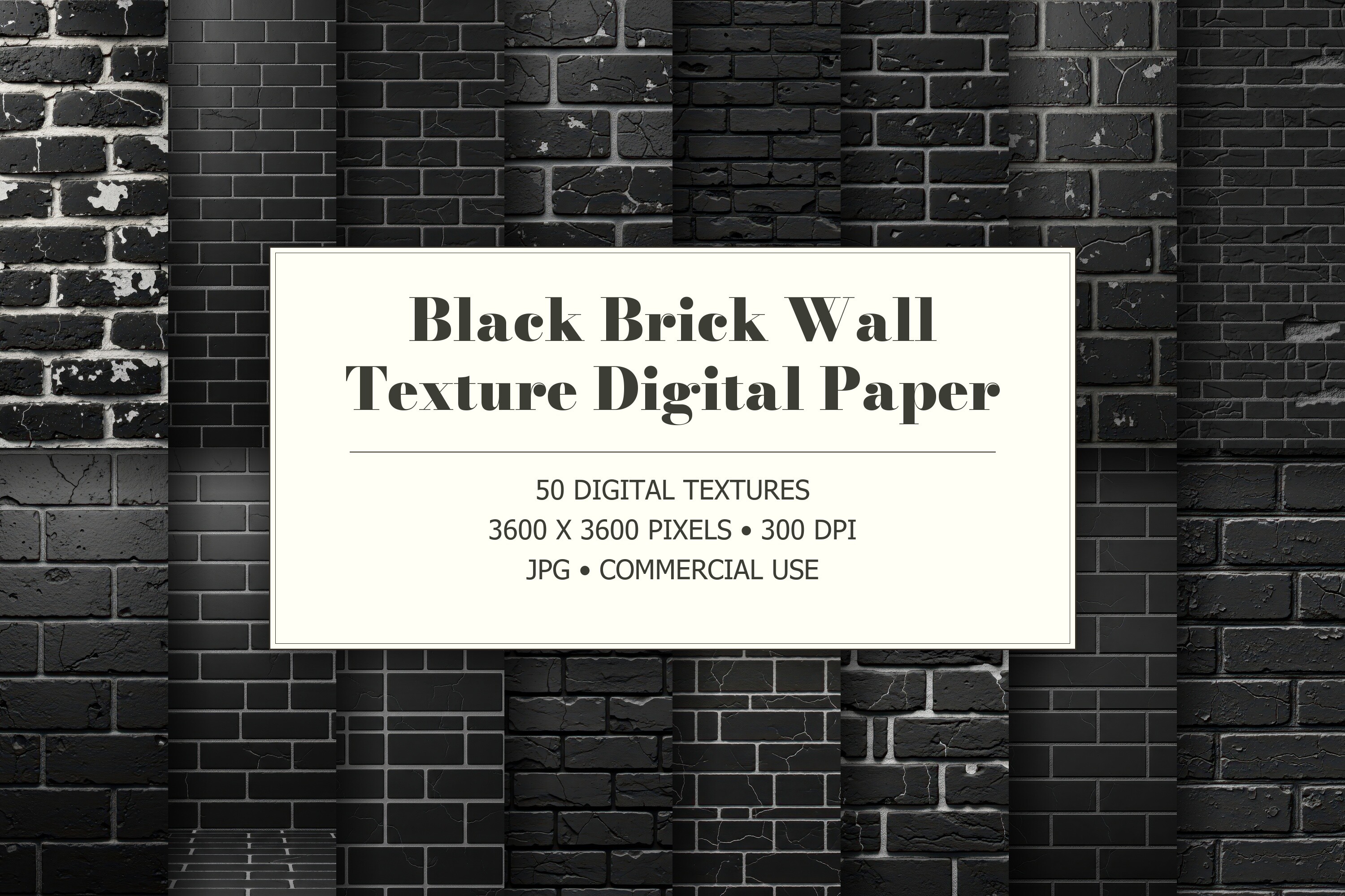 Black Brick Wall Texture Digital Paper