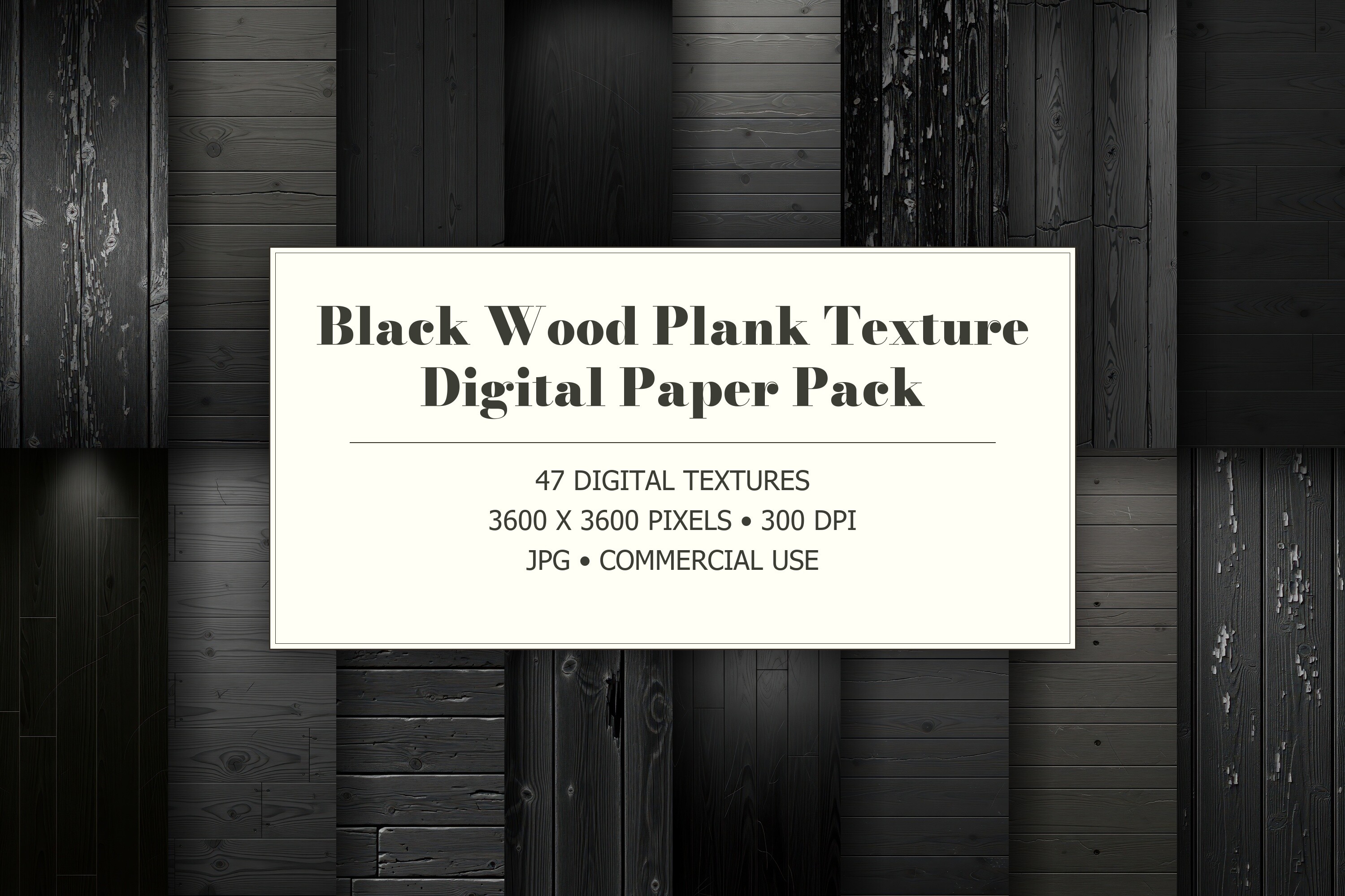 Black Wood Plank Digital Paper Pack
