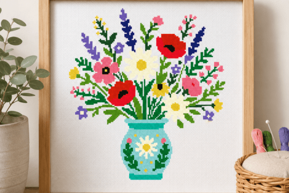 Bright Floral Bouquet Cross Stitch