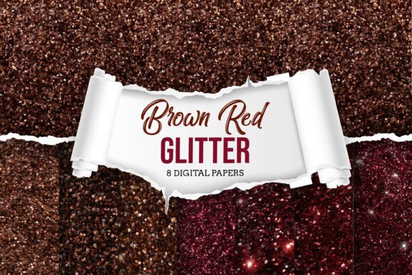 Brown Red Glitter Digital Paper