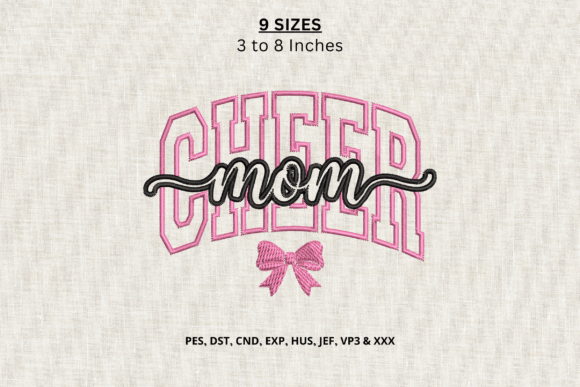 Cheer Mom Bow Machine Embroidery Design