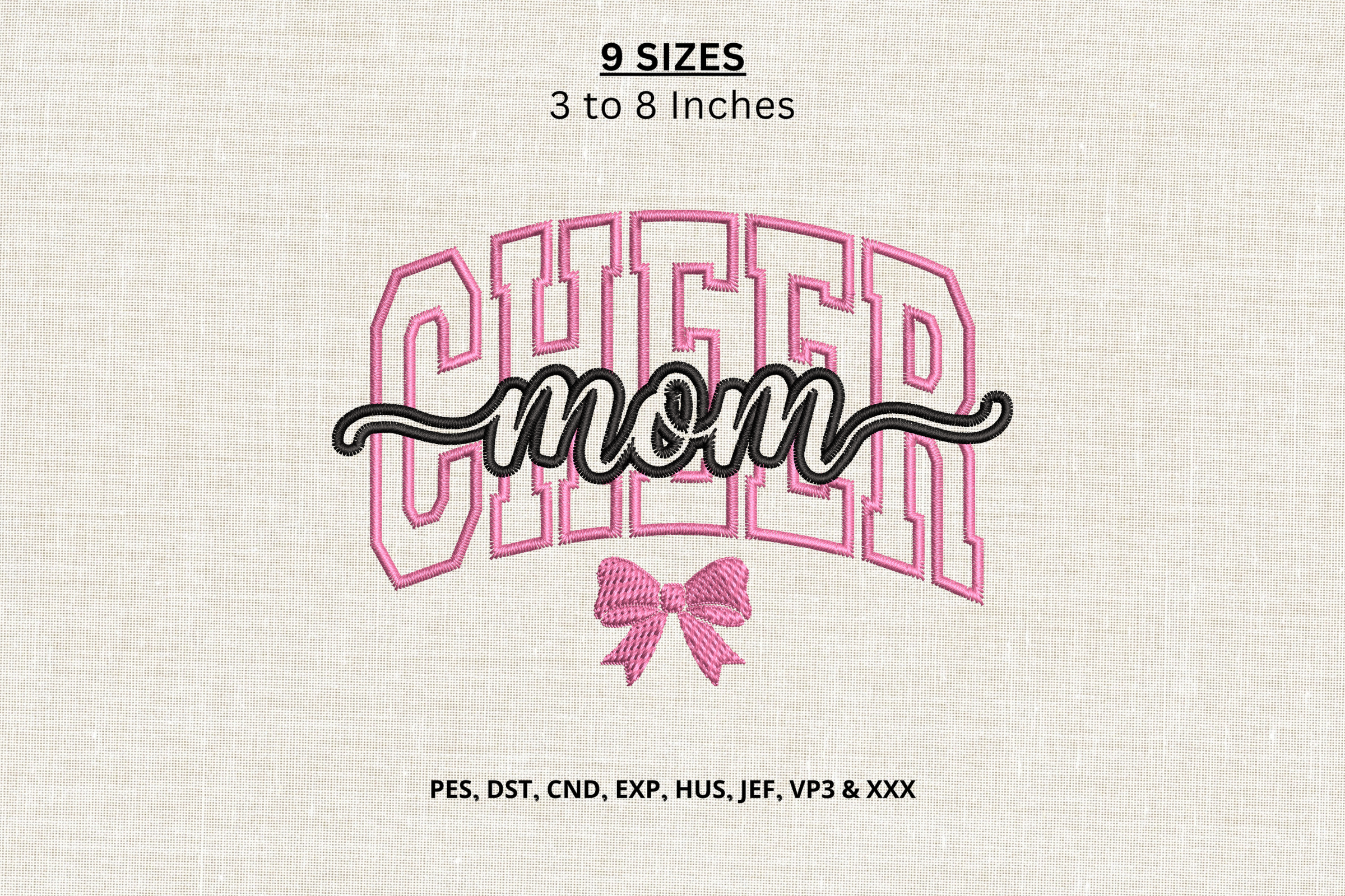 Cheer Mom Bow Machine Embroidery Design