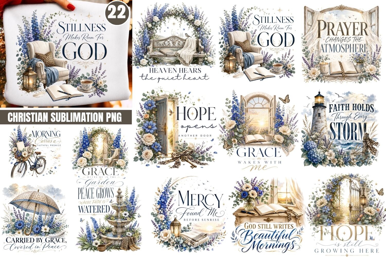 Christian Sublimation PNG Bundle, Faith