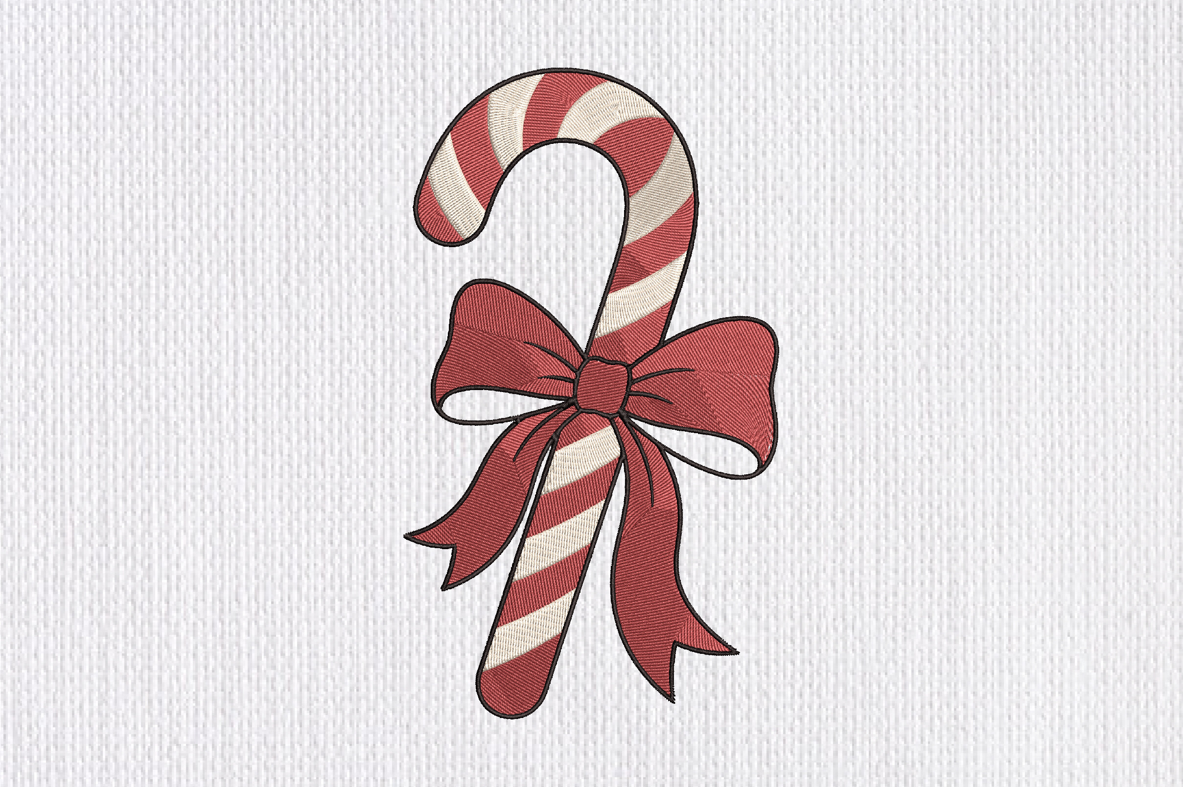 Christmas Candy Cane Bow Embroidery - photo 1