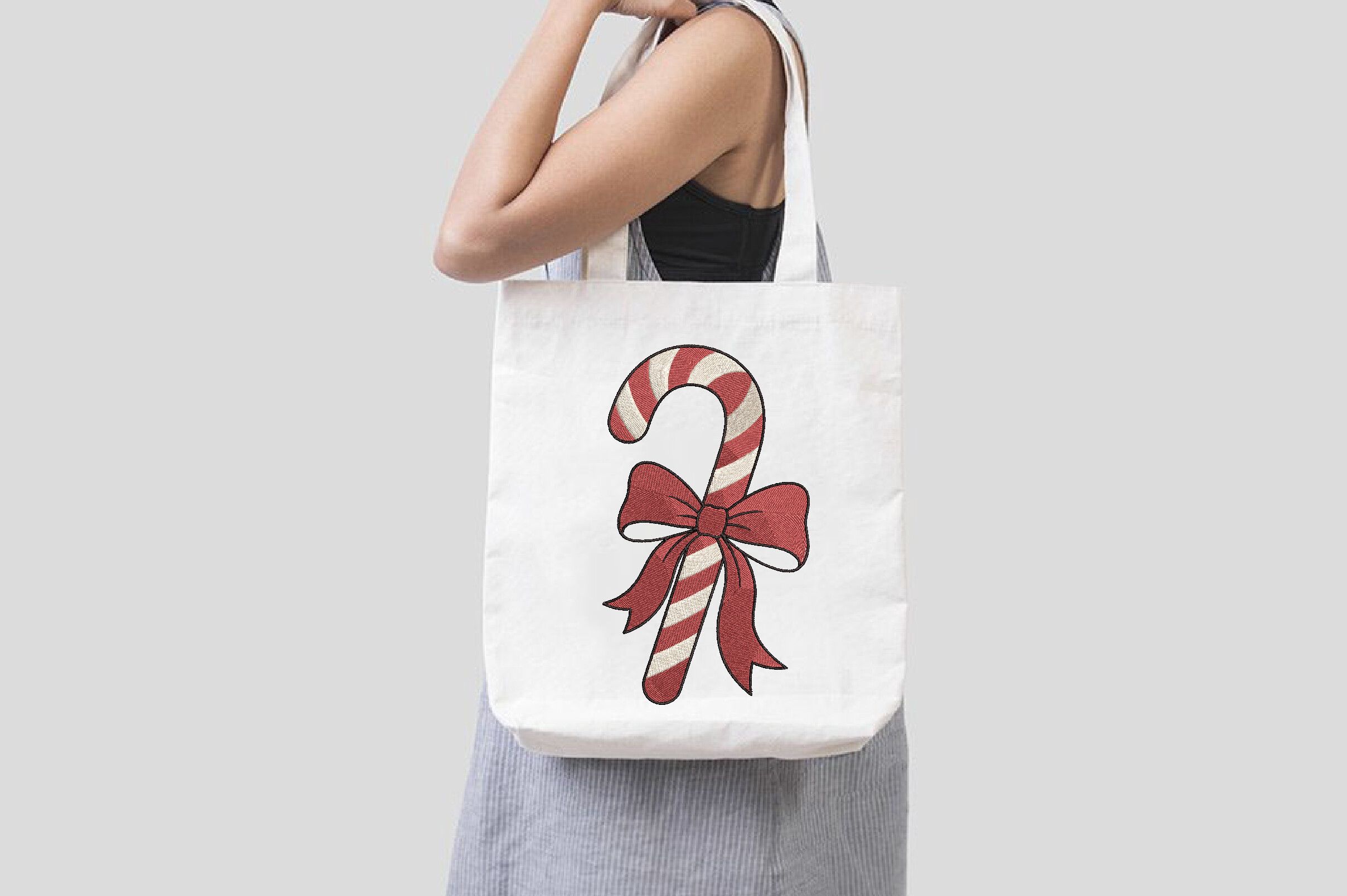 Christmas Candy Cane Bow Embroidery - photo 2