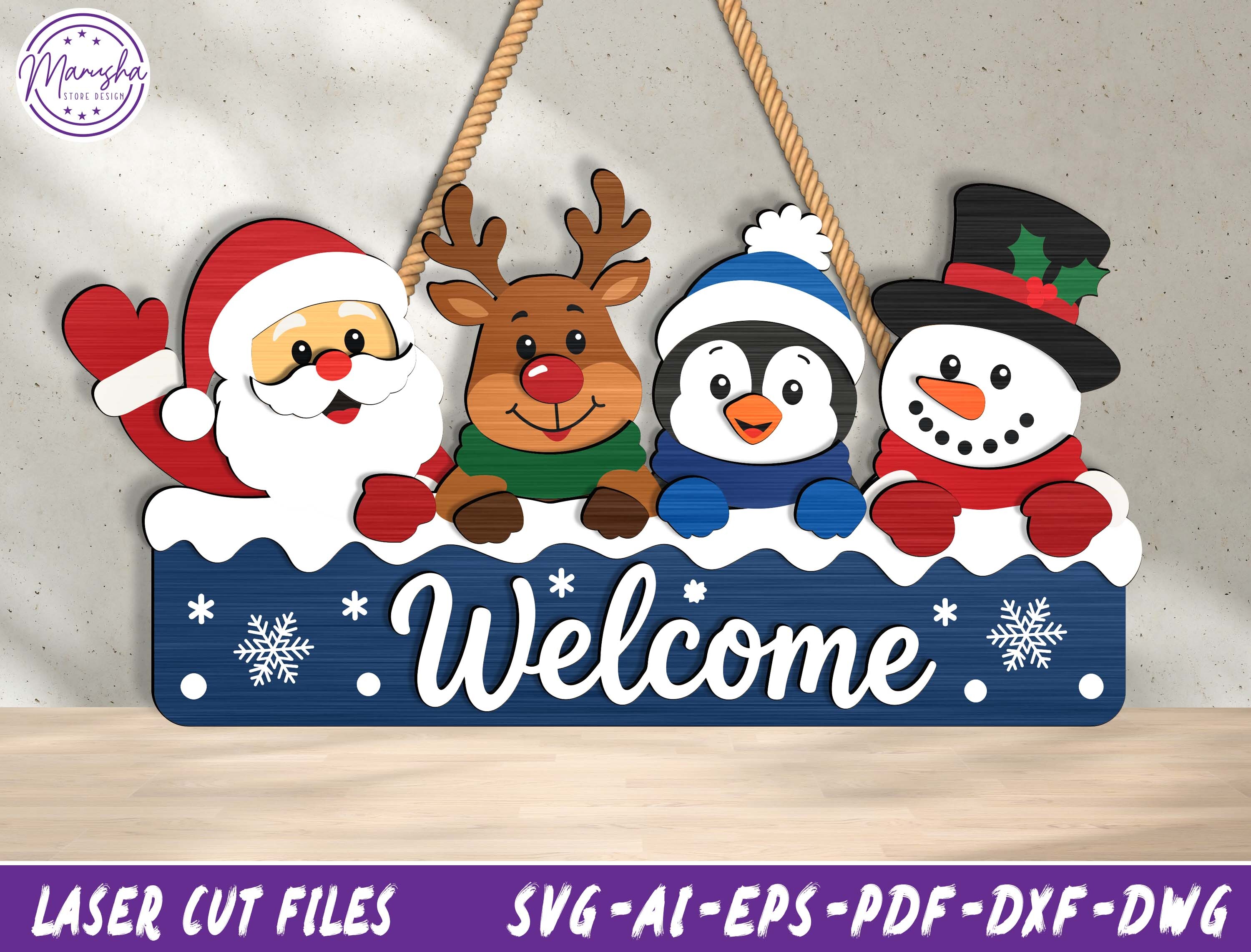 Christmas Door Hanger Laser Cut File