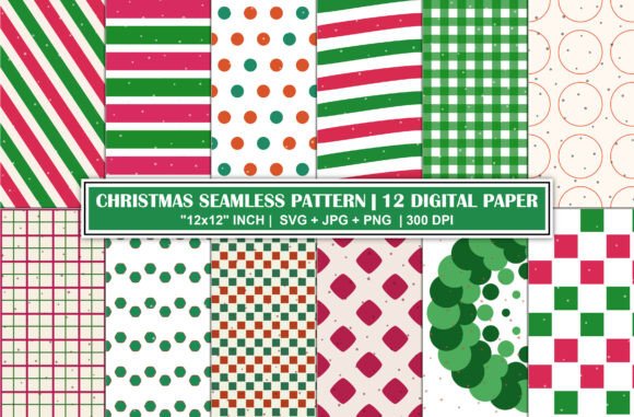 Christmas Pattern Background Paper Set
