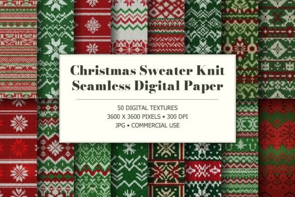 Christmas Sweater Knit Digital Paper