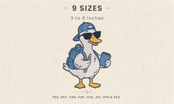 Cool Duck Back to School Embroidery DST