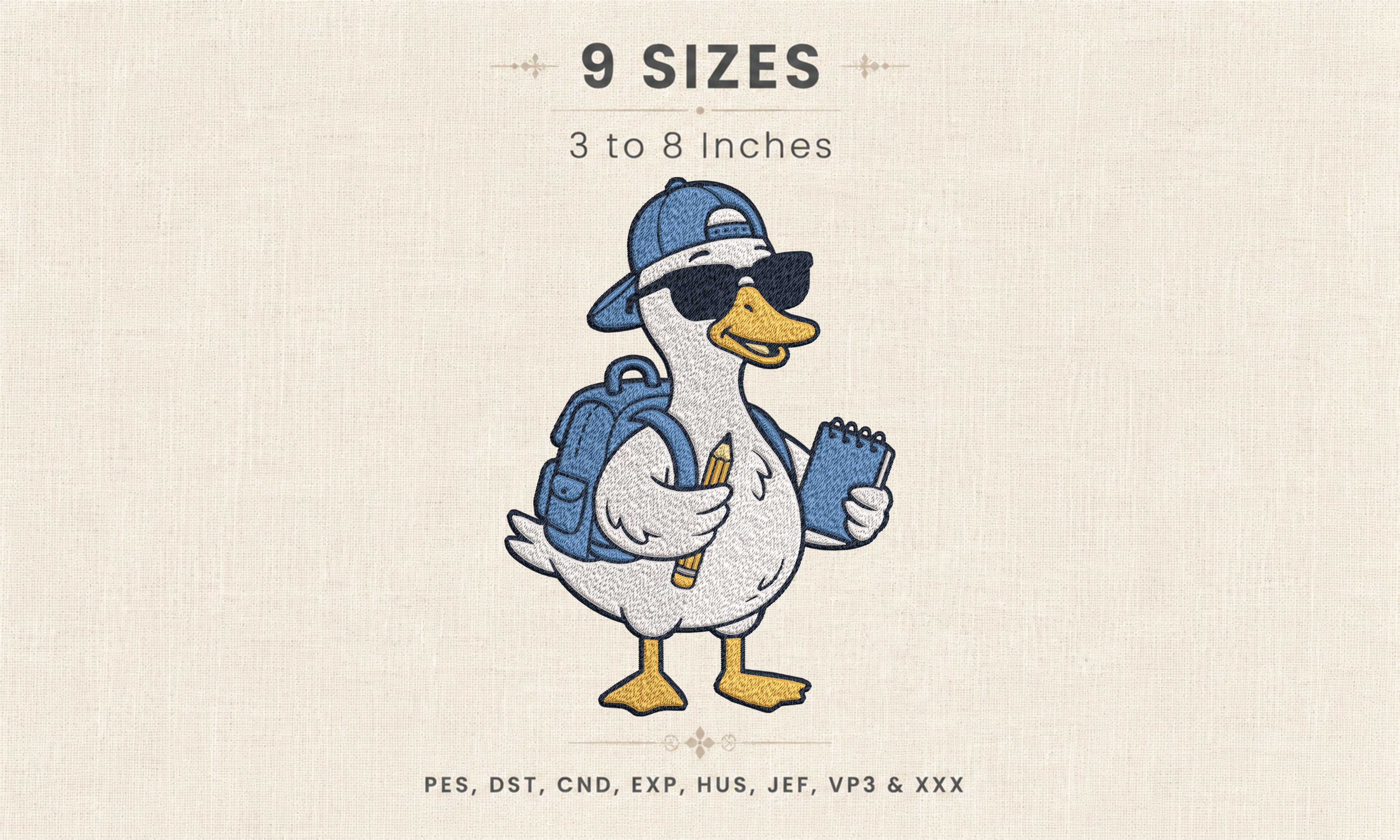 Cool Duck Back to School Embroidery DST
