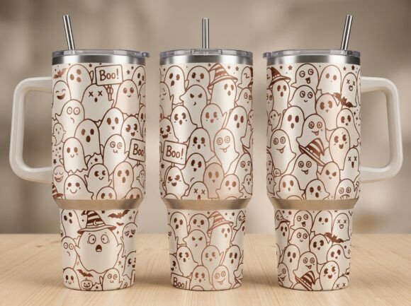 Cute Ghost Halloween 40oz Tumbler Wrap