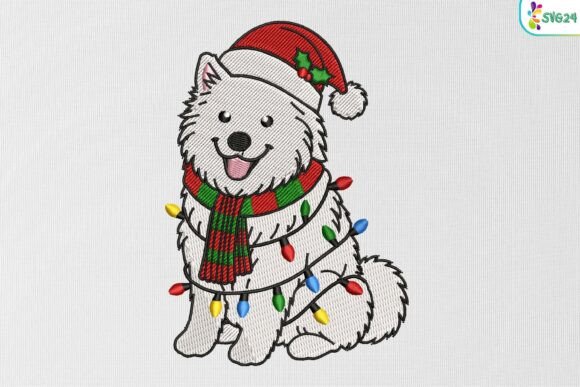 Cute Puppy with Santa Hat & Lights