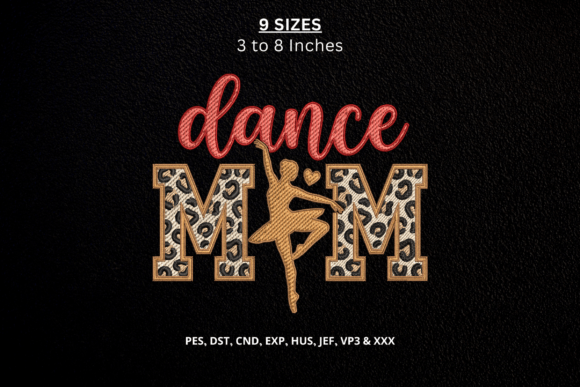 Dance Mom Leopard Print Embroidery DST