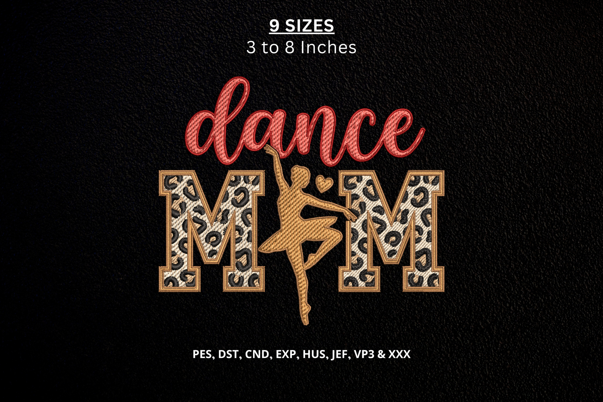 Dance Mom Leopard Print Embroidery DST