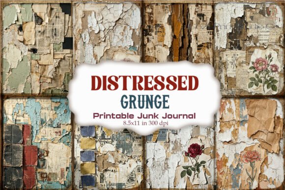 Distressed Grunge Junk Journal Pages