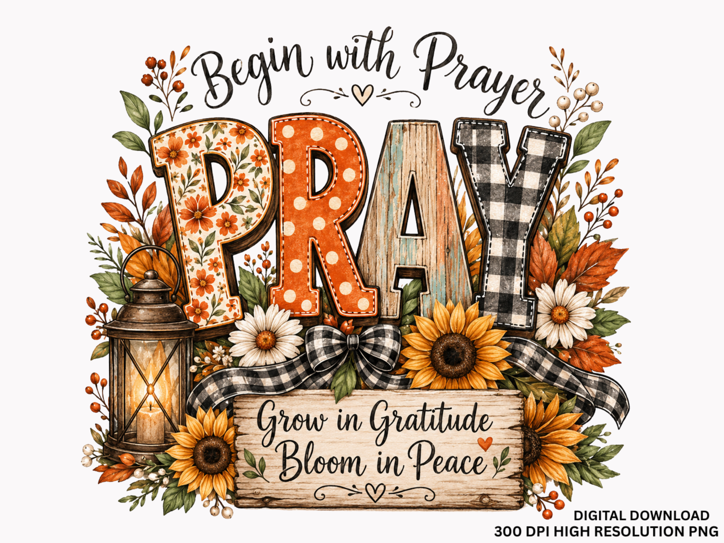 Fall Prayer Pumpkin Blessings Clipart