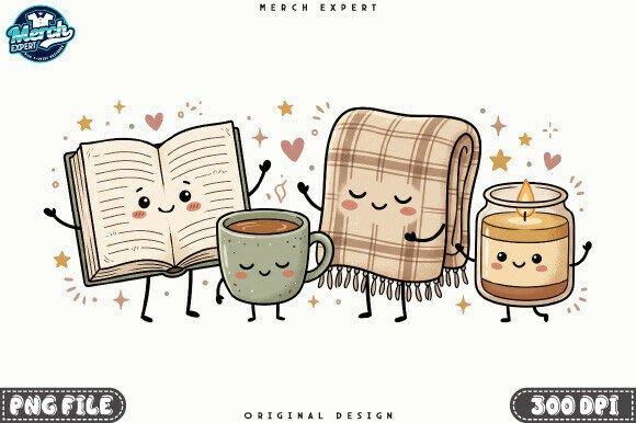 Fall Reading Book Coffee and Blanket PNG