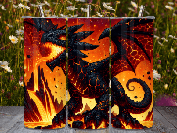 Fire Lava Dragon Sublimation PNG Tumbler