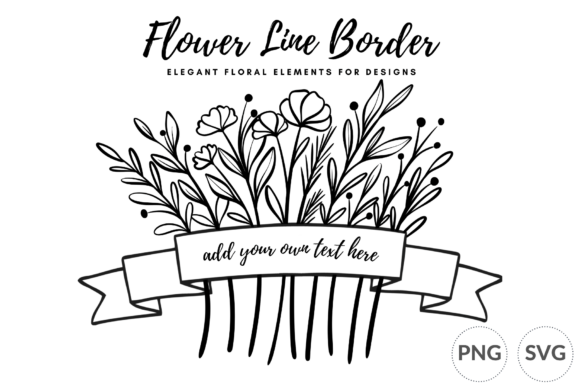 Floral Line Border with Ribbon