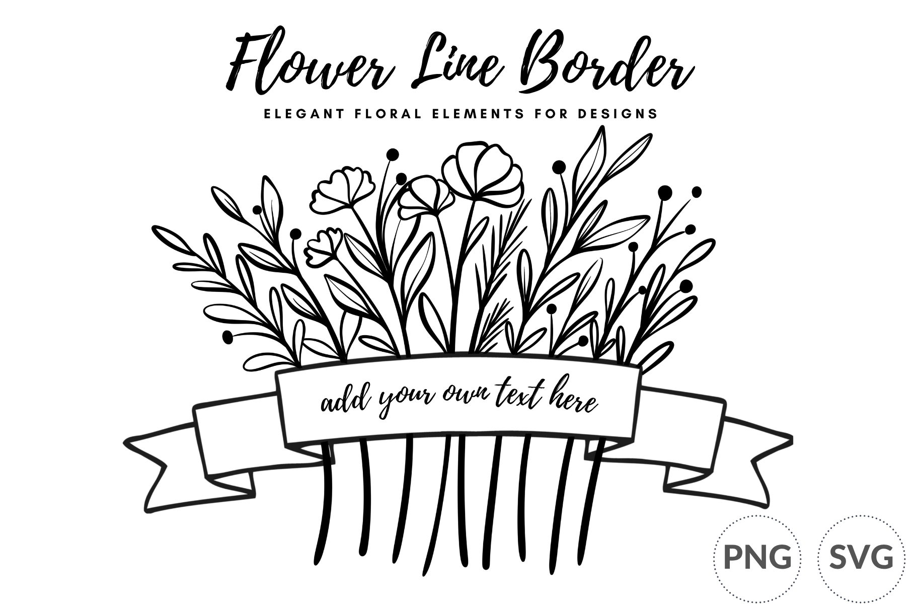 Floral Line Border with Ribbon