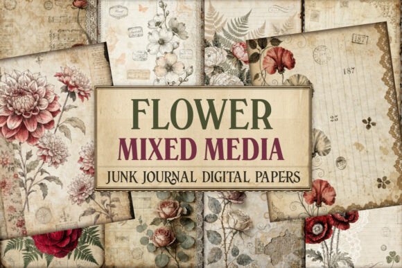 Flower Mixed Media Junk Journal Pages