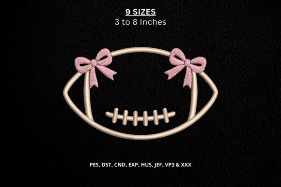 Football Bow Machine Embroidery Design