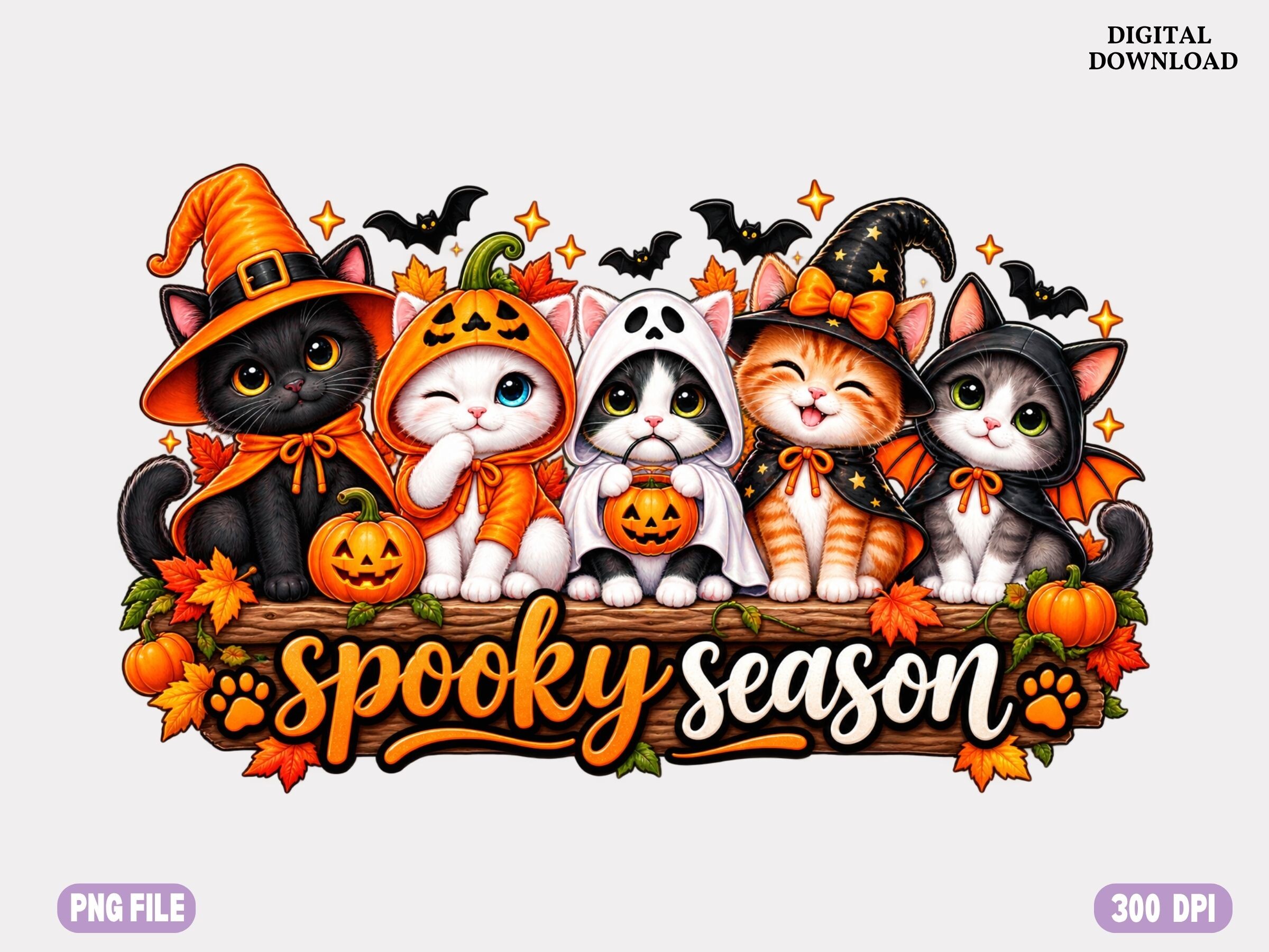 Halloween Cats PNG, Witch Hat Kitten Sub