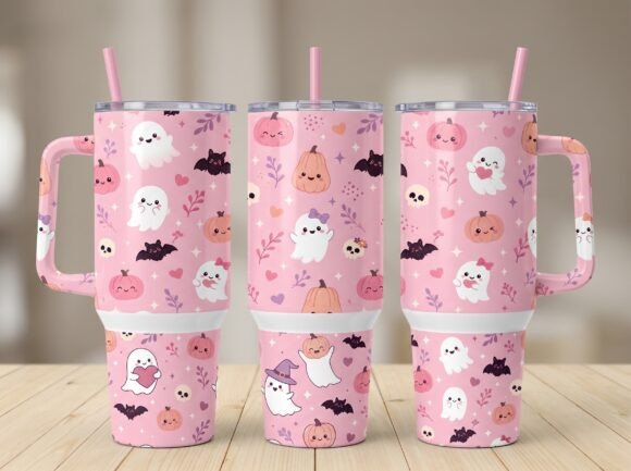 Halloween Cute Pink 40oz Tumbler Wrap