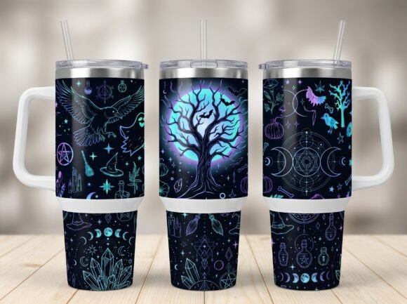 Halloween Mystical 40oz Tumbler Wrap PNG