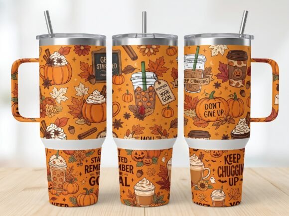 Halloween Pumpkin 40oz Tumbler Wrap PNG