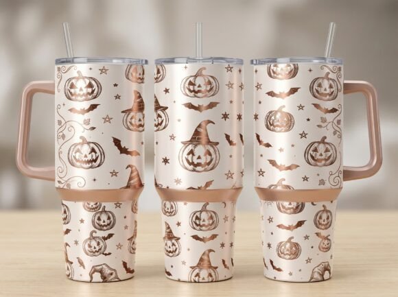 Halloween Pumpkin 40oz Tumbler Wrap PNG