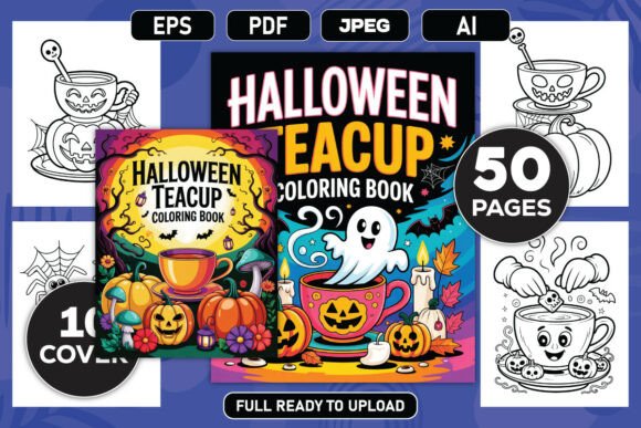 Halloween Teacup Coloring Book