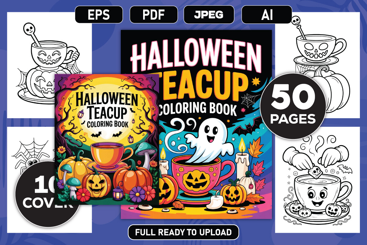 Halloween Teacup Coloring Book