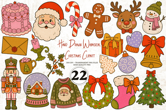 Hand Drawn Whimsical Christmas Clipart