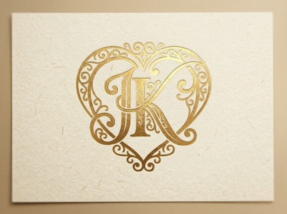 JK Heart Initials Monogram SVG