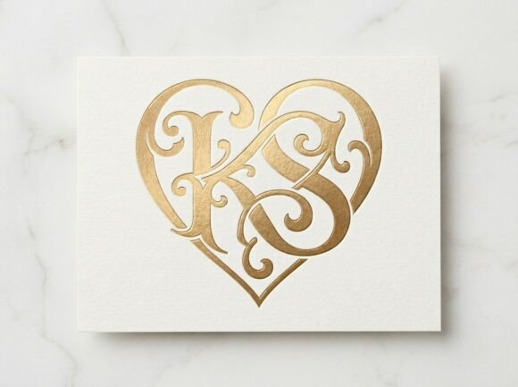 KS Heart Love Monogram SVG